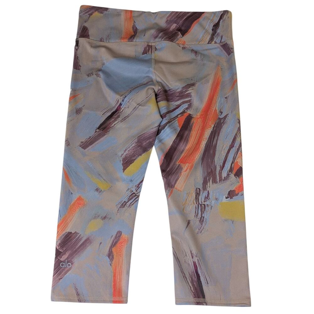 Alo Yoga Airbrush Capri Leggings Blue Orange Brown Size Medium - Picture 2 of 12